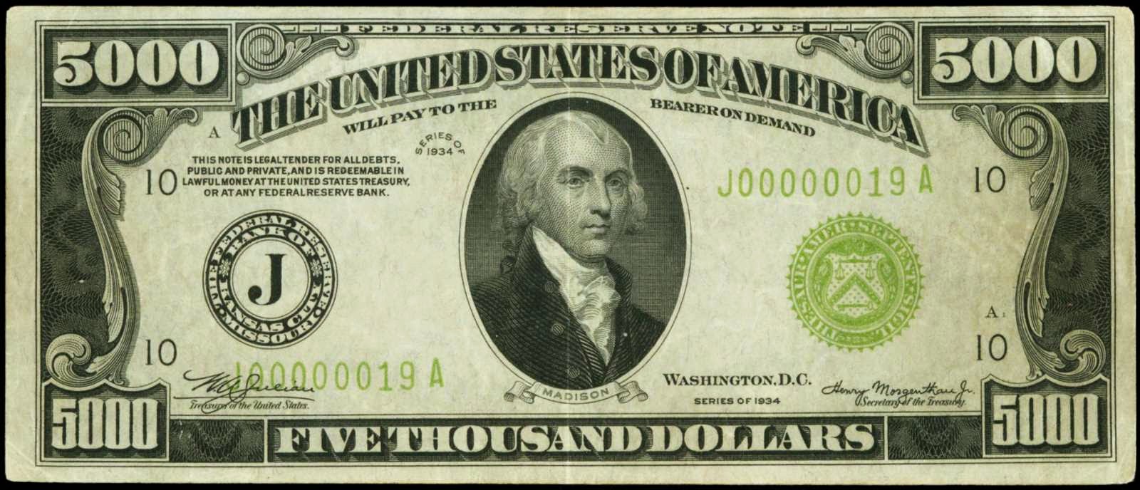 Five Thousand Dollar Federal Reserve Note