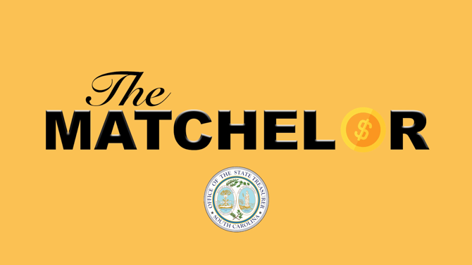 Graphic with text that reads 'The Matchelor' with the letter 'O' replaced with a gold coin and the State Treasurer's Office seal underneath